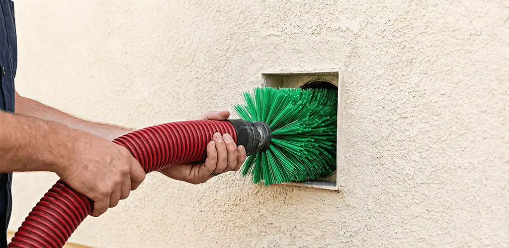 Air duct cleaning brush removing debris from a vent opening in Baton Rouge, LA