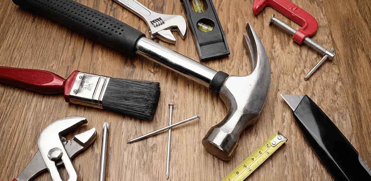 Handyman tools laid out for home repair and maintenance work in Baton Rouge, LA