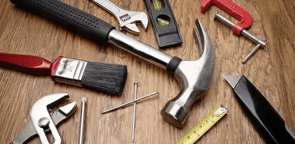 Handyman tools laid out for home repair and maintenance work in Baton Rouge, LA